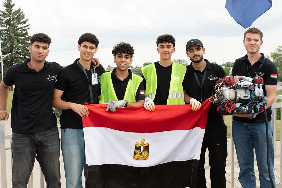 The team with their ROV and the Egyptian flag