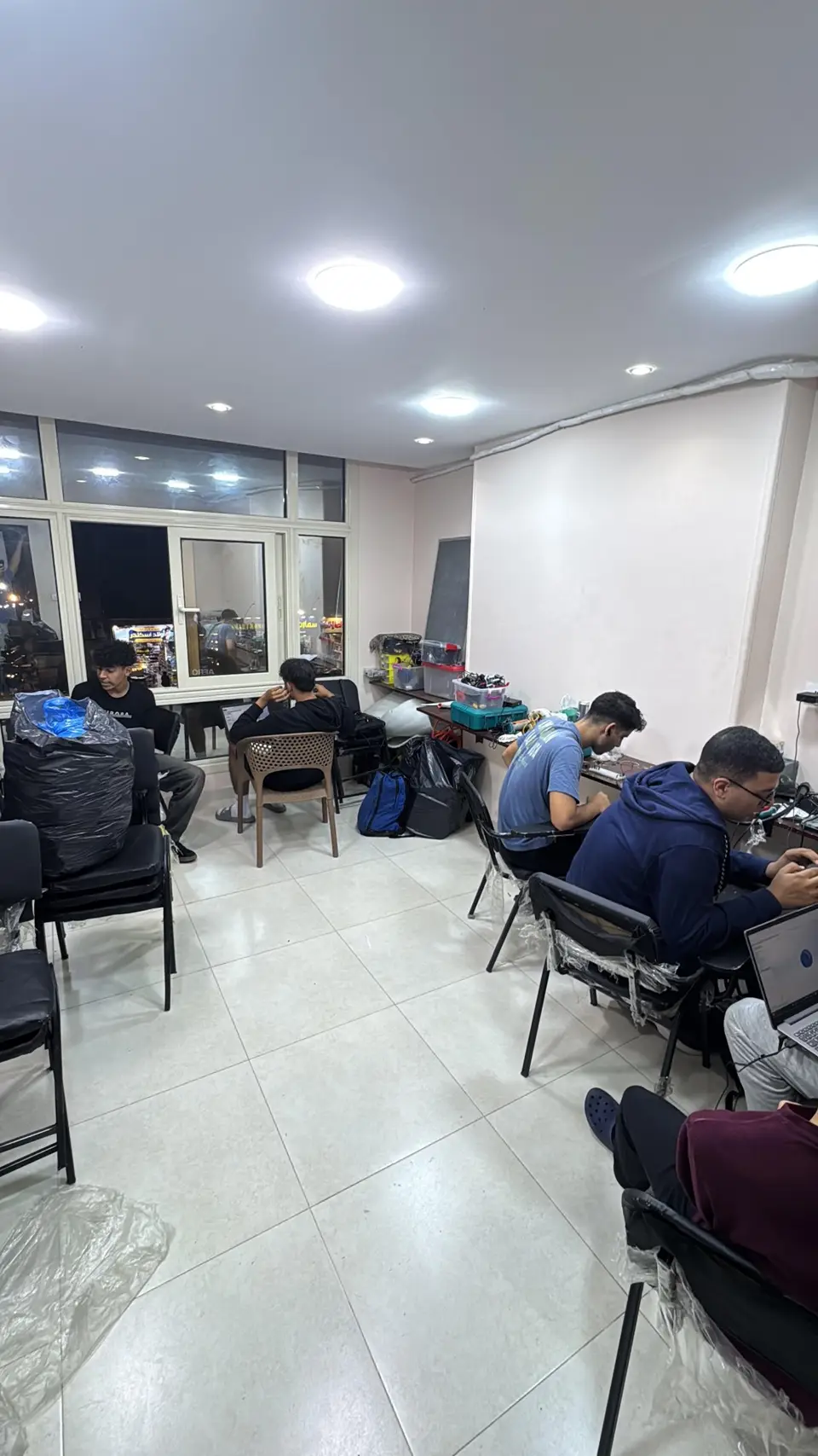 Late-night build session in the Overflow lab